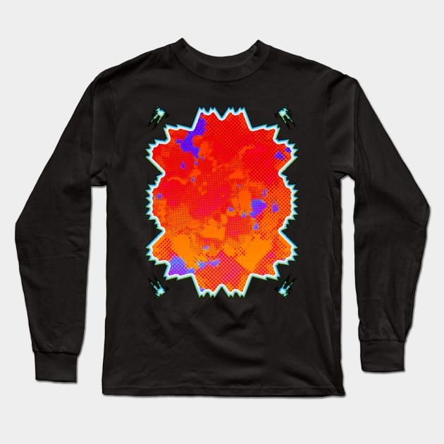 Vivid Neon Glitch - Modern Abstract Pop Art Long Sleeve T-Shirt by JDWFoto